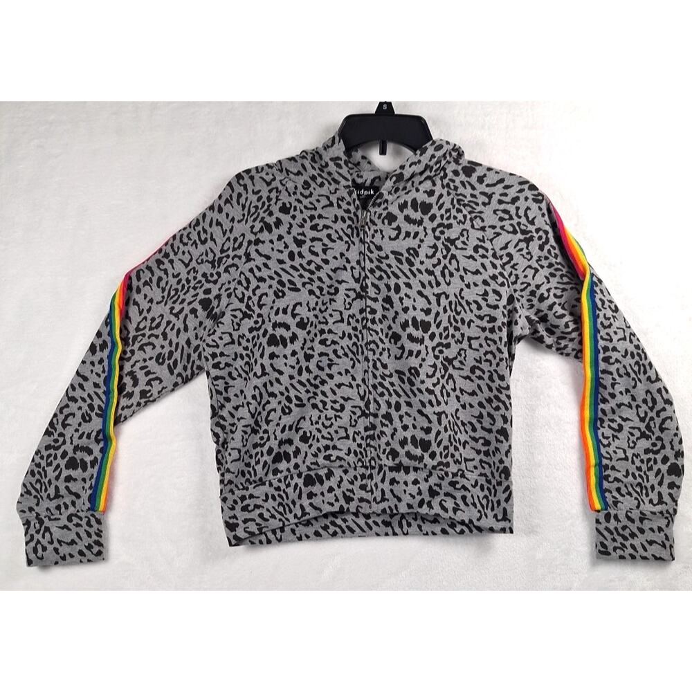 Kidpix Full Zip Hoodie Girls Size XL 14 Black & Grey Lippard Long Sleeve